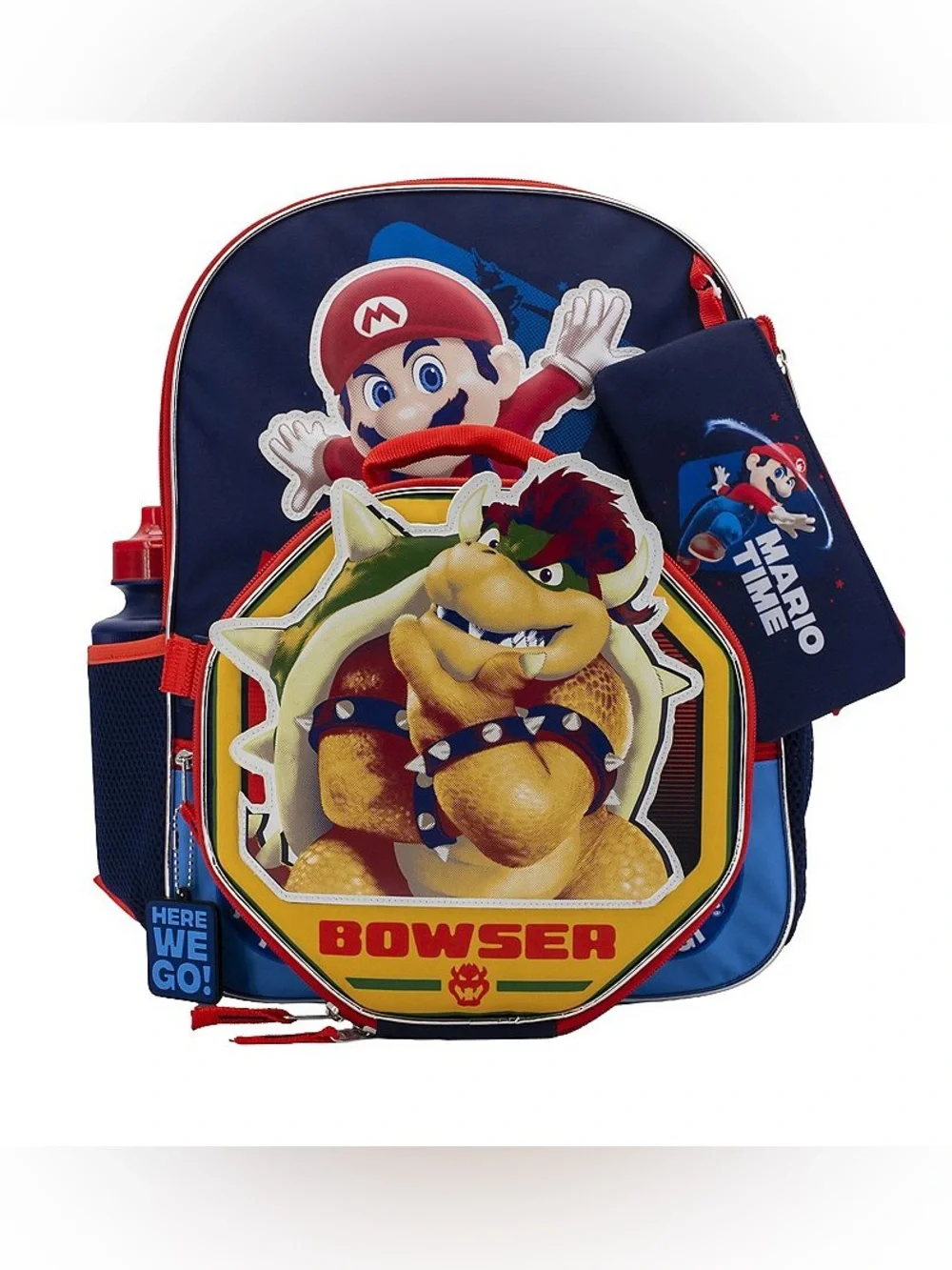 Super Mario 5Pc Backpack Set Kids School Bag Lunch Box Bottle Pencil Case NEW